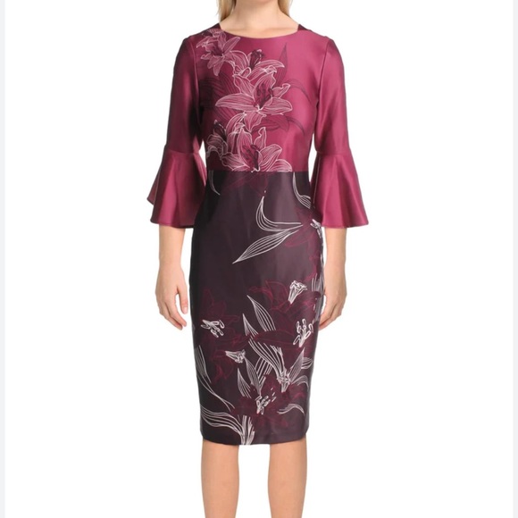 Gabby Skye Dresses & Skirts - Gabby Skye Womens Floral Midi Sheath Dress